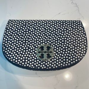 TORY BURCH Jamie Printed Clutch with Crossbody Strap Nautical Dots Small